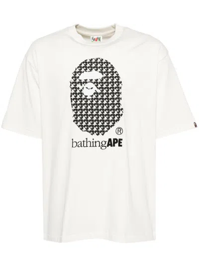 A Bathing Ape Sta Houndstooth Tee In Neutrals
