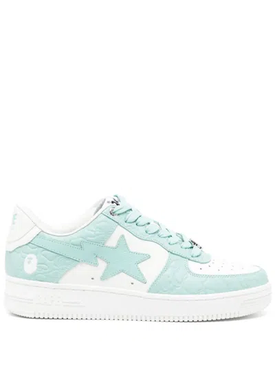 A Bathing Ape Sta Leather Sneakers In Green
