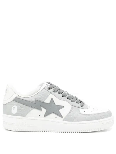 A Bathing Ape Sta Leather Sneakers In Grey