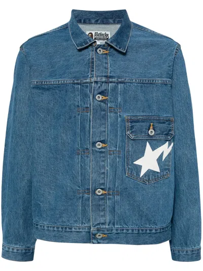 A Bathing Ape Sta Logo-print Denim Jacket In Blue