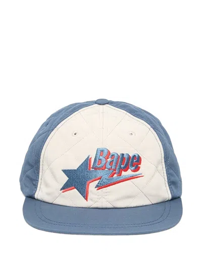 A Bathing Ape Sta Logo Quilting Baseball Cap In Blue