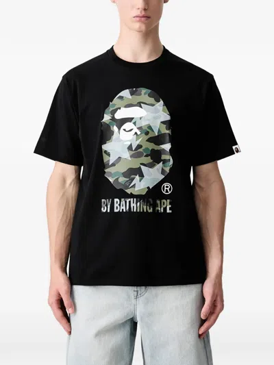 A Bathing Ape Sta Over Print 1st Camo Camouflage-print T-shirt In Black