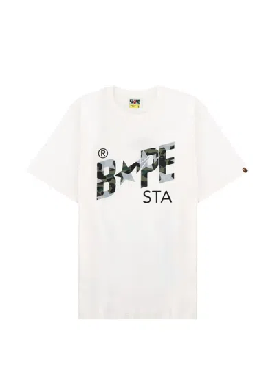 A Bathing Ape Sta Overprint First Camo T-shirt In White