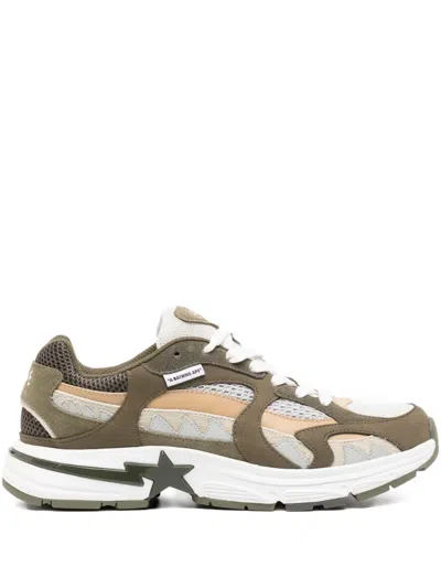 A Bathing Ape Star-embellished Trainers In Green