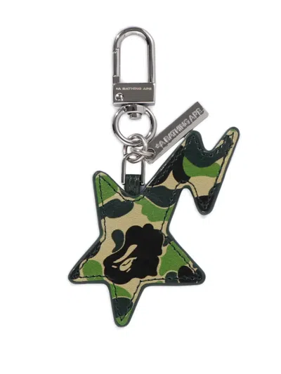 A Bathing Ape Star Lightning Keychain In Green