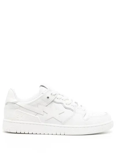 A Bathing Ape Star-patch Lace-up Sneakers In White