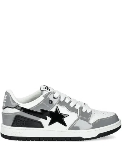 A Bathing Ape Star-patch Leather Sneakers In White