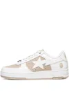A Bathing Ape Star-patch Leather Sneakers In White