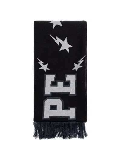 A Bathing Ape Star-print Fringed Scarf In Black