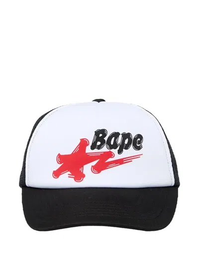 A Bathing Ape Star Trucker Cap In White