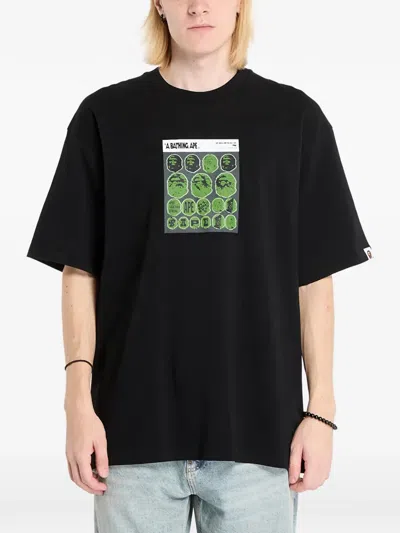 A Bathing Ape Sticker Graphic-print T-shirt In Black