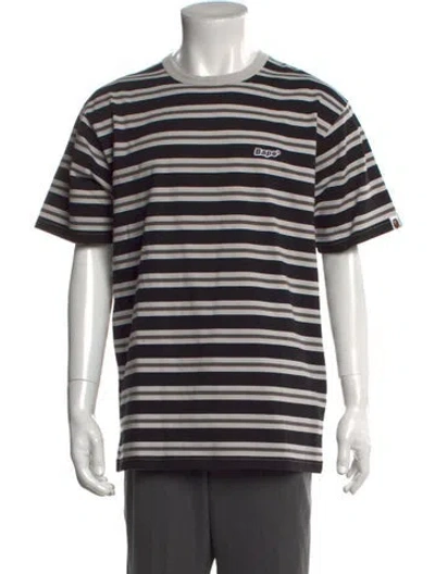 Pre-owned A Bathing Ape Striped Crew Neck T-shirt In Black