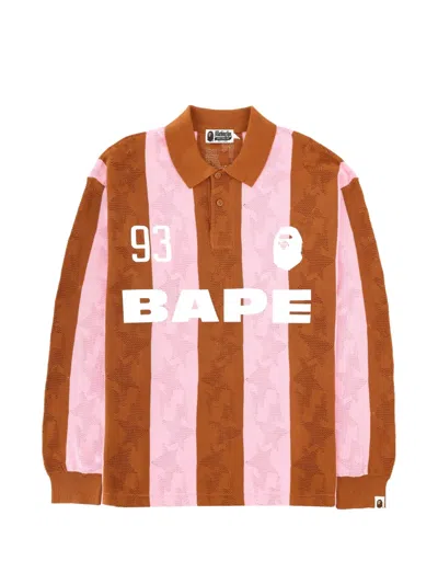 A Bathing Ape Striped Long-sleeve Polo Shirt In Multi