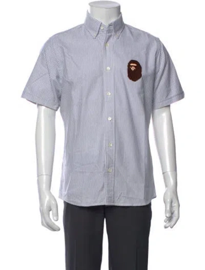 Pre-owned A Bathing Ape Striped Short Sleeve Shirt In Neutrals