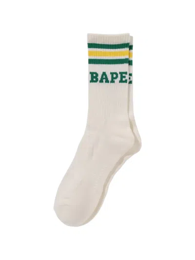 A Bathing Ape Striped Socks In Neutral