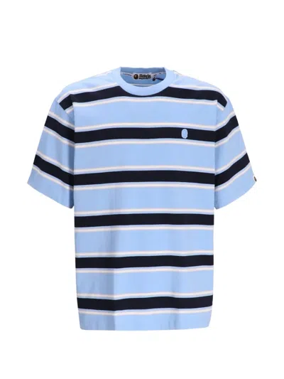 A Bathing Ape Striped T-shirt In Blue
