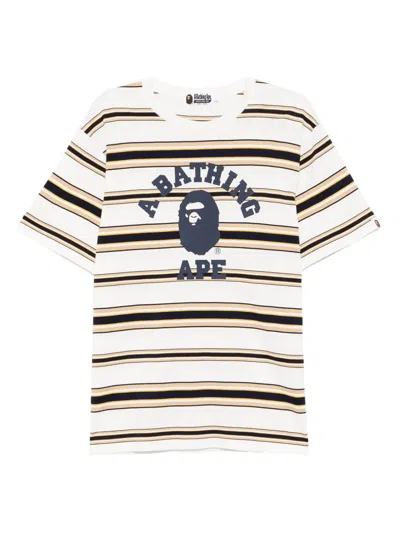 A Bathing Ape Striped T-shirt In White
