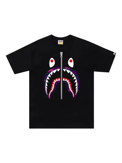 A Bathing Ape Color Camo Shark Tee "black/purple"