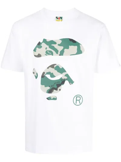 A Bathing Ape T-shirt Mit Thermography Ape Face-print In Weiss