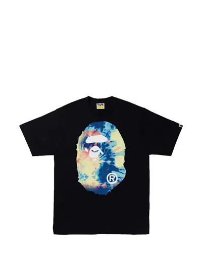A Bathing Ape Tie Dye Ape Head T-shirt In Black