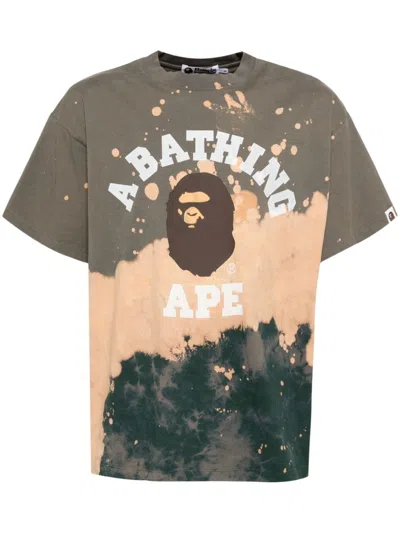 A Bathing Ape Tie-dye College T-shirt In Neutrals