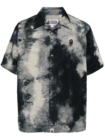 A Bathing Ape Tie-dye Short-sleeve Shirt In Black