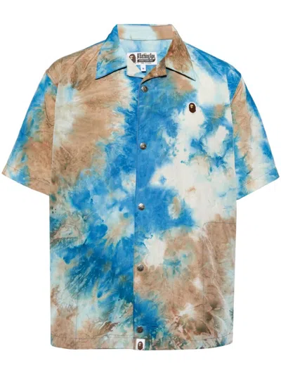 A Bathing Ape Tie-dye Short-sleeve Shirt In Blue
