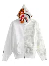 A Bathing Ape Tiger Camo Hooded Sweatshirt In White