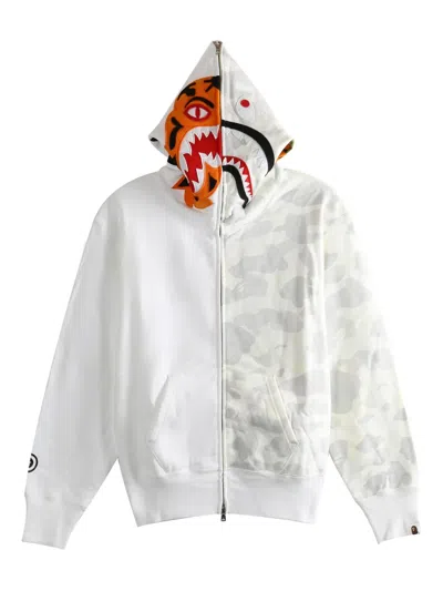 A Bathing Ape Tiger Camo Hooded Sweatshirt In White