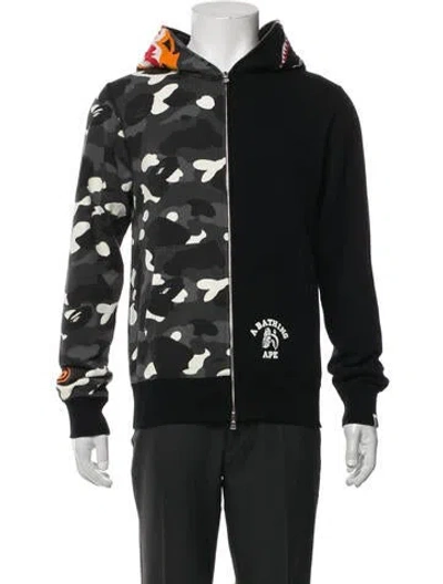 Pre-owned A Bathing Ape Tiger Shark Camouflage Print Hoodie In Black