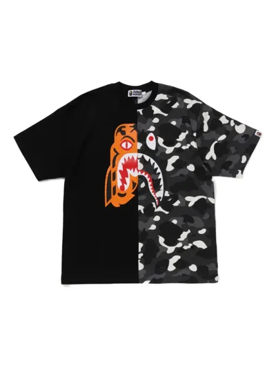 A Bathing Ape Tiger Shark Printed T-shirt In Black