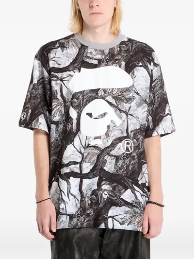 A Bathing Ape Tree Edge Camo Ape Face T-shirt In Black