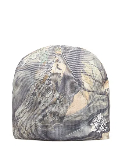 A Bathing Ape Tree Edge Camo Beanie Hat In Gray