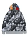 A Bathing Ape Tree Edge Camo Shark Zip-up Hoodie In Black
