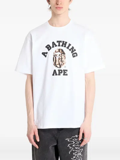 A Bathing Ape Trial Camo College Tee Unisex In White