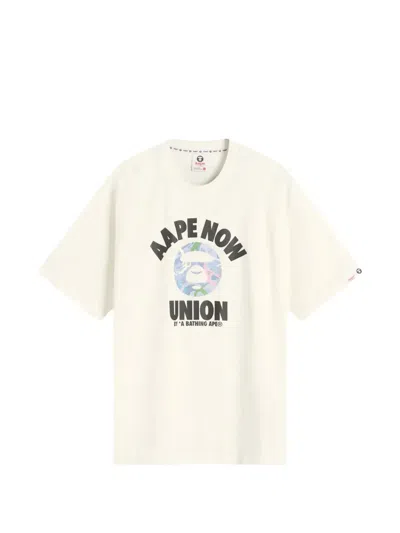 A Bathing Ape Union Moonface T-shirt In White
