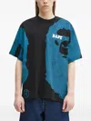 A Bathing Ape Water Print College Cotton T-shirt In Blue