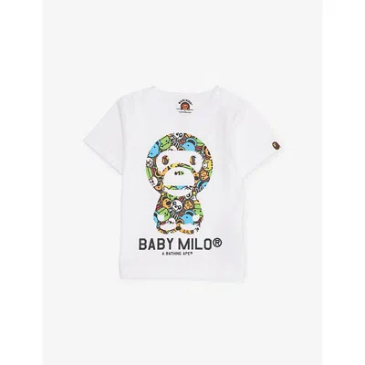 A Bathing Ape White Baby Milo Friends Short-sleeve Cotton-jersey T-shir