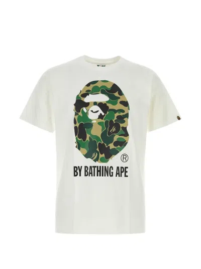 A Bathing Ape White Cotton Abc Camo T-shirt In Neutral