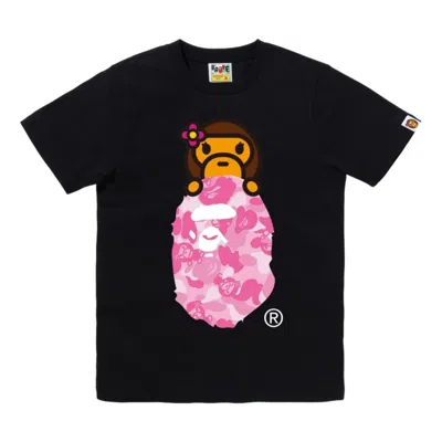A Bathing Ape (wmns)  Abc Lisa Camo On Ape Head T-shirt 'black Pink'