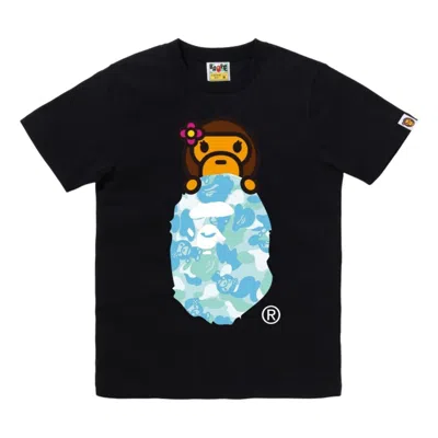 A Bathing Ape (wmns)  Abc Lisa Camo On Ape Head T-shirt 'black Sax'