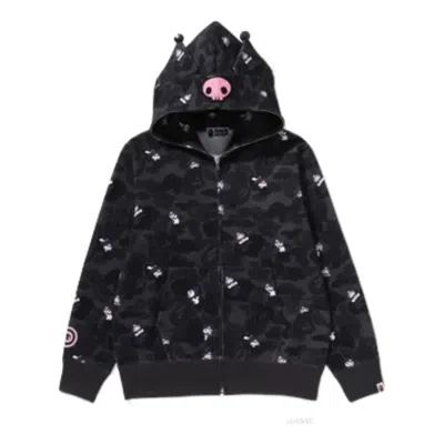 A Bathing Ape (wmns)  X Kuromi Camo Full Zip Hoodie 'black'