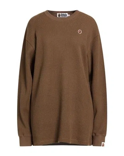 A Bathing Ape Woman T-shirt Military Green Size M Cotton In Brown