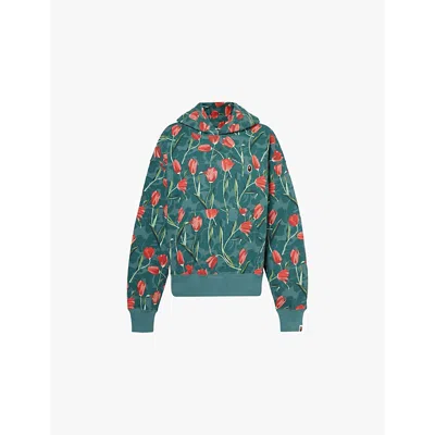 A Bathing Ape Womens Green Tulip Camo Oversized Cotton-jersey Hoody