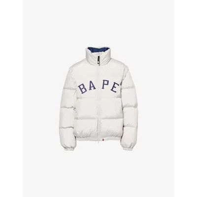 A Bathing Ape Womens Gray Bape Detachable-sleeve Shell-down Jacket