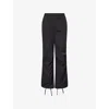A Bathing Ape Womens Crystal-logo Straight-leg Woven Army Trousers Black Xs In Black