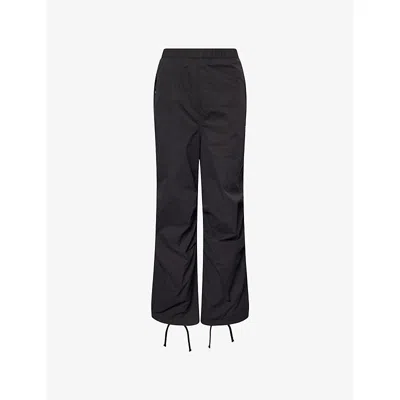 A Bathing Ape Womens Crystal-logo Straight-leg Woven Army Trousers Black Xs