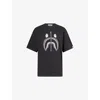 A Bathing Ape Womens Black Shark Round-neck Cotton-jersey T-shirt In Black