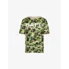 A Bathing Ape Womens Camouflage Rhinestone-branding Cotton-jersey T-shirt Green Camo In Green