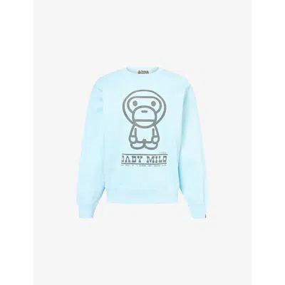 A Bathing Ape Womens Sax Baby Milo Relaxed-fit Cotton-jersey Sweatshirt